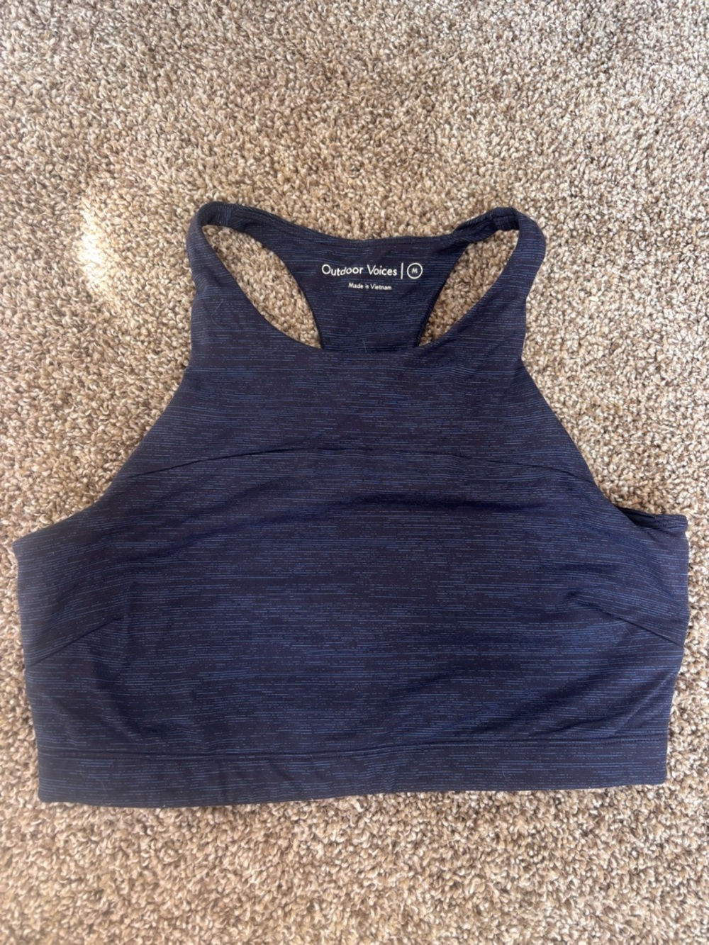 Outdoor Voices Navy High-Neck Racerback Sports Bra